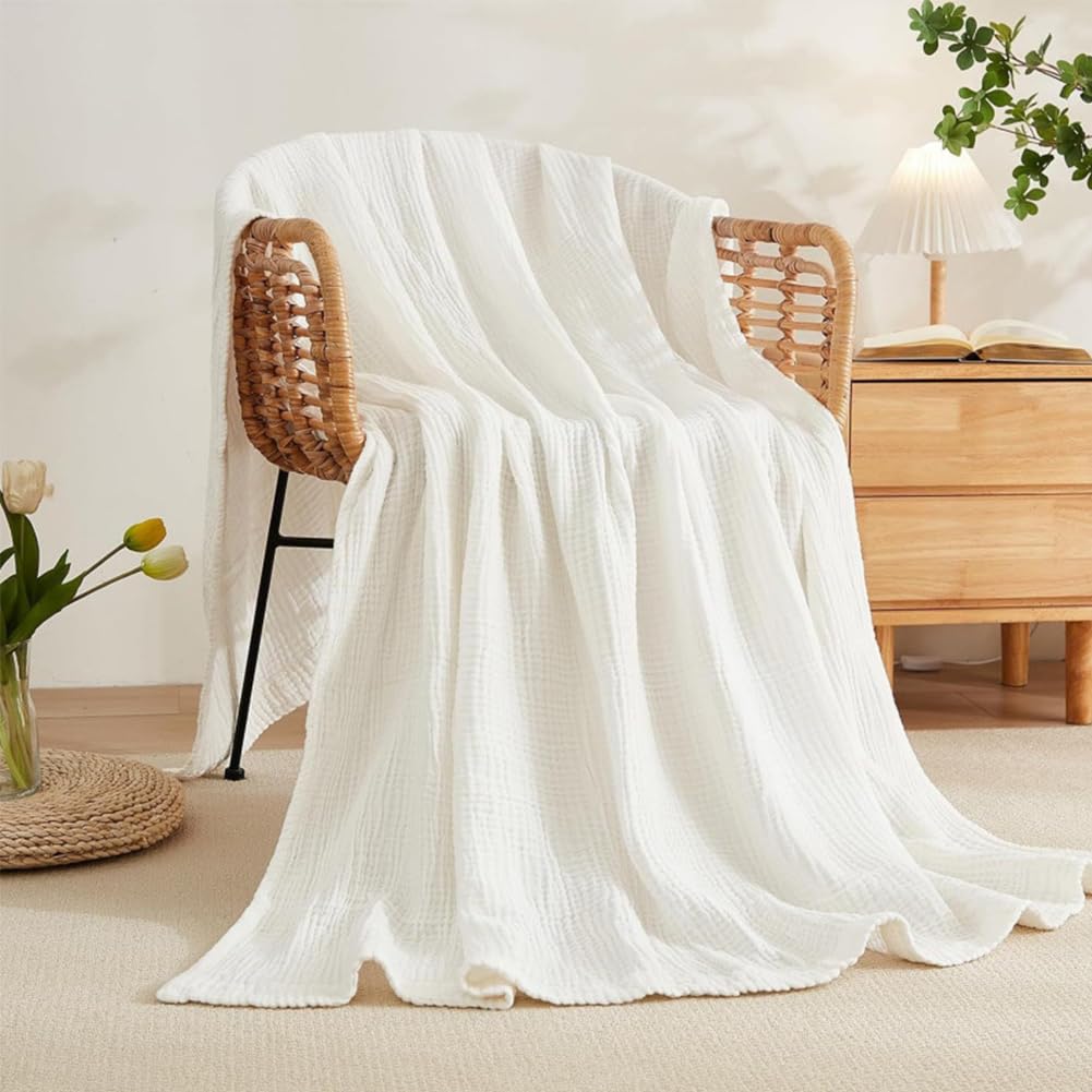 Musselin Decke 6 Lagig Sommer Erwachsene Leicht Atmungsaktiv Lila 150×200 cm