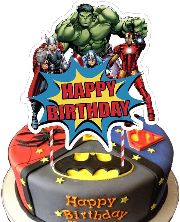 Superhero Cake Topper Birthday Cupcake Toppers Decorations Party Supplies for Fans of Super Hero