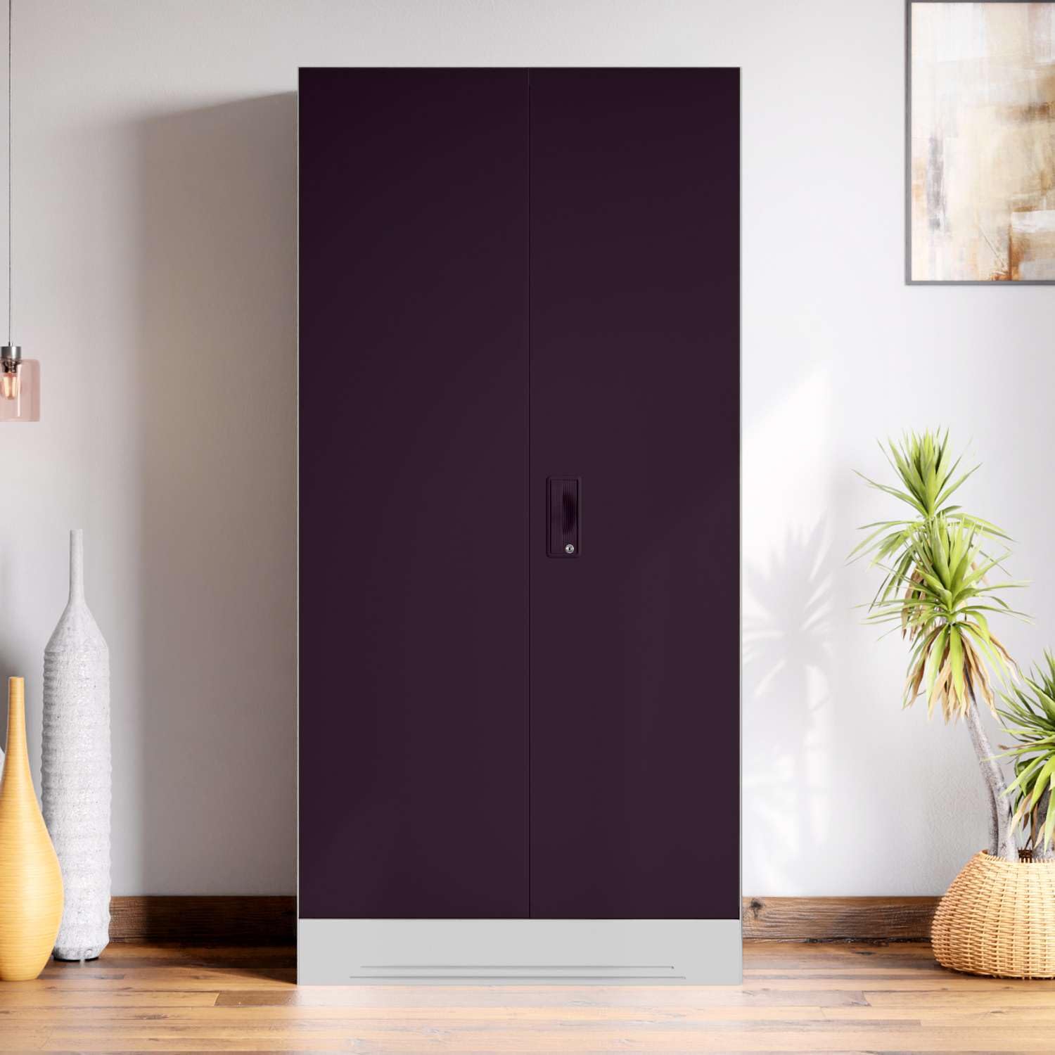GODREJ INTERIO Almirah Slimline 2 Door Steel Almirah, Cupboard for Clothes (Textured Shellwine Red and Royal Ivory), 1 Year Warranty, Locker, 4 Shelves-image-25
