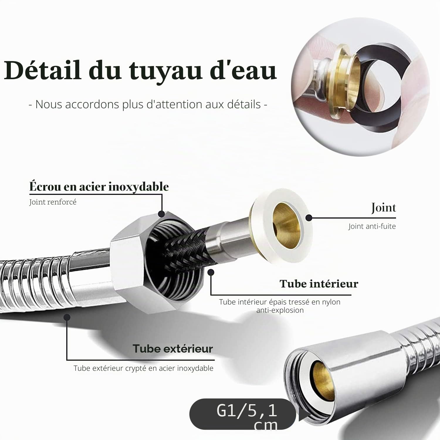 Kit Douchette Wc Toilettes Bidet HygiéNique - Kit Douchette Wc avec Vanne 3 Voies (1/2"-3/8") - Douchette pour L'HygièNe Intime