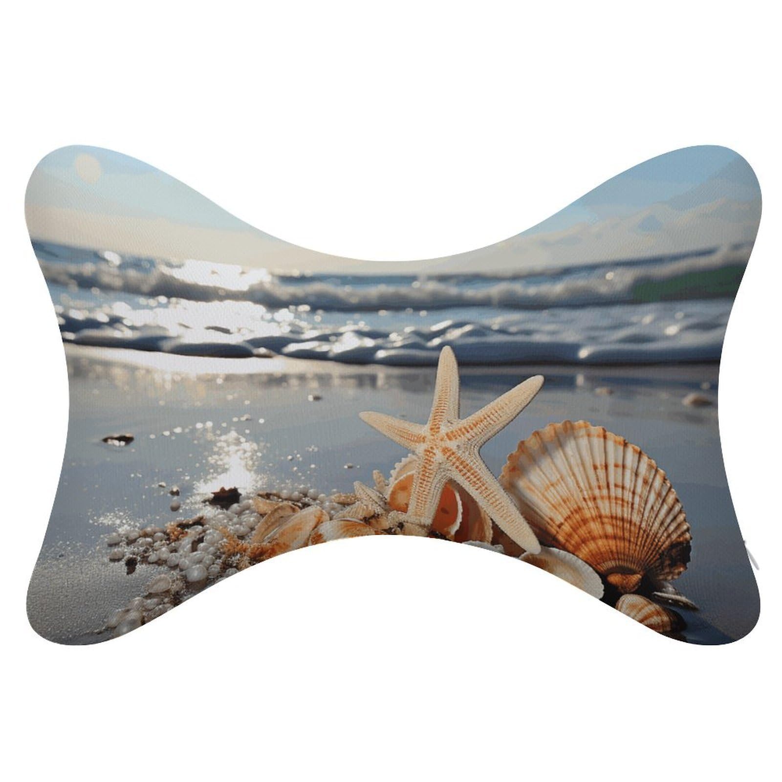 Adfgyerh Style Seashells On The Beach Pillow ，Memory Foam Pillow Core，Cushion,Provide Neck Support，Car Pillows For Travel Car Seats And Home Offices.