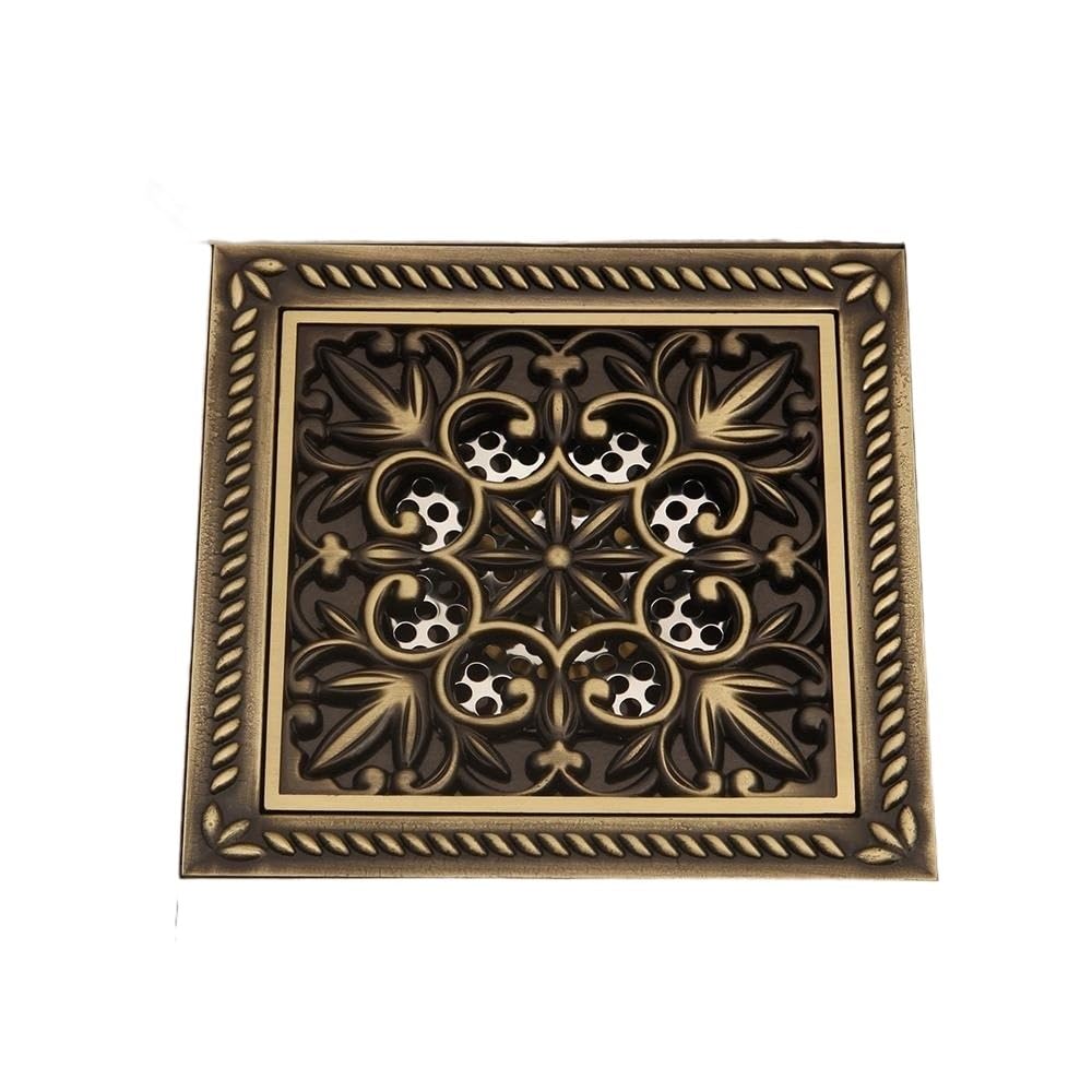 Gulley Grid Brass Square Floor Waste Grates Bathroom Shower Drain 15cm Hair Invisible(Floor Drain B)