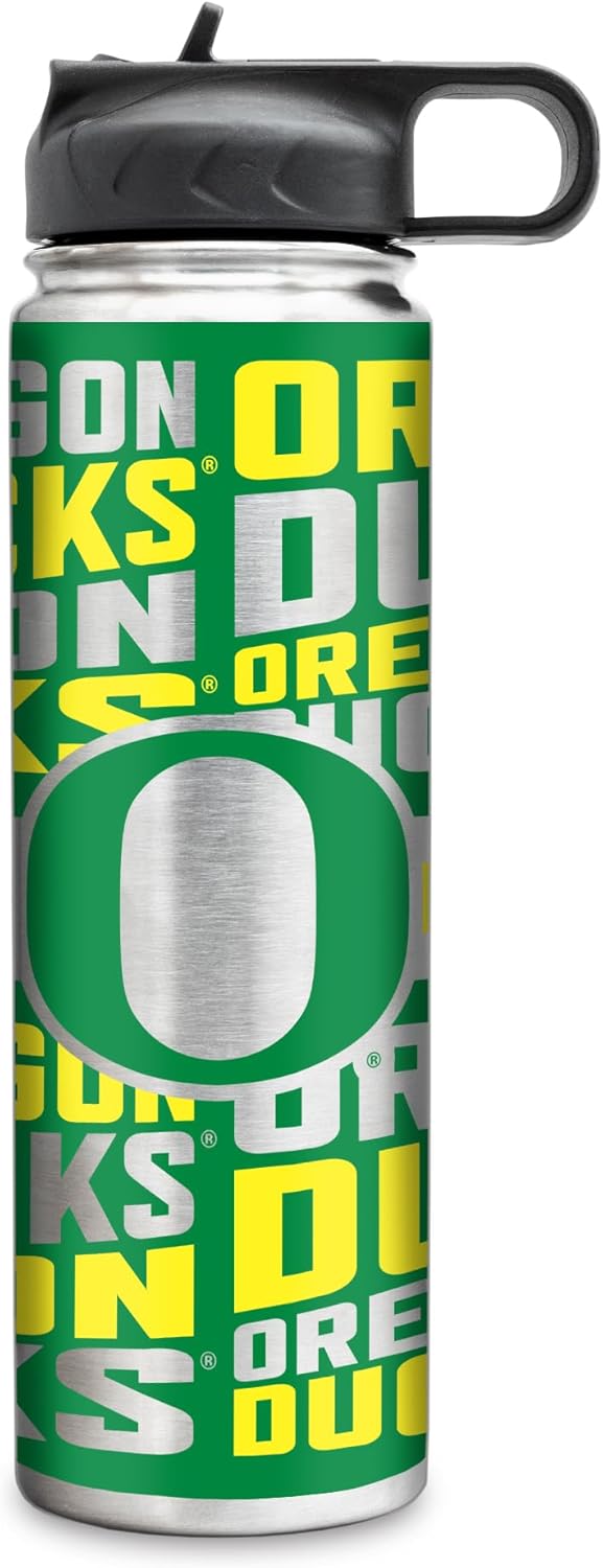 Rico Industries NCAA Oregon Ducks Standard 22oz Stainless Steel Tumbler with Lid - Great For Coffee, Tea, Water or Cocktails