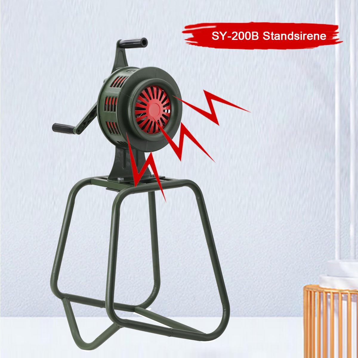 125 ± 2db Standsirene Aluminiumgehäuse Sirene Alarmsirene Handhebelbetätigung Luftangriffssirene, Selbstschutz-Notsirene, Sirenenhorn für Industrie, Bauwesen, Fabriken & Abnehmbare Halterung