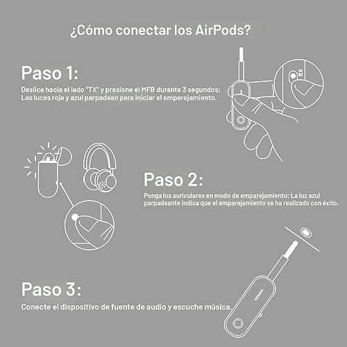 Miniatura 8 de UGREEN Transmisor Receptor Bluetooth para 2 AirPods o Dispositivos BT, Transmisor Inalámbrico Bluetooth para Auriculares, Adaptador de Audio