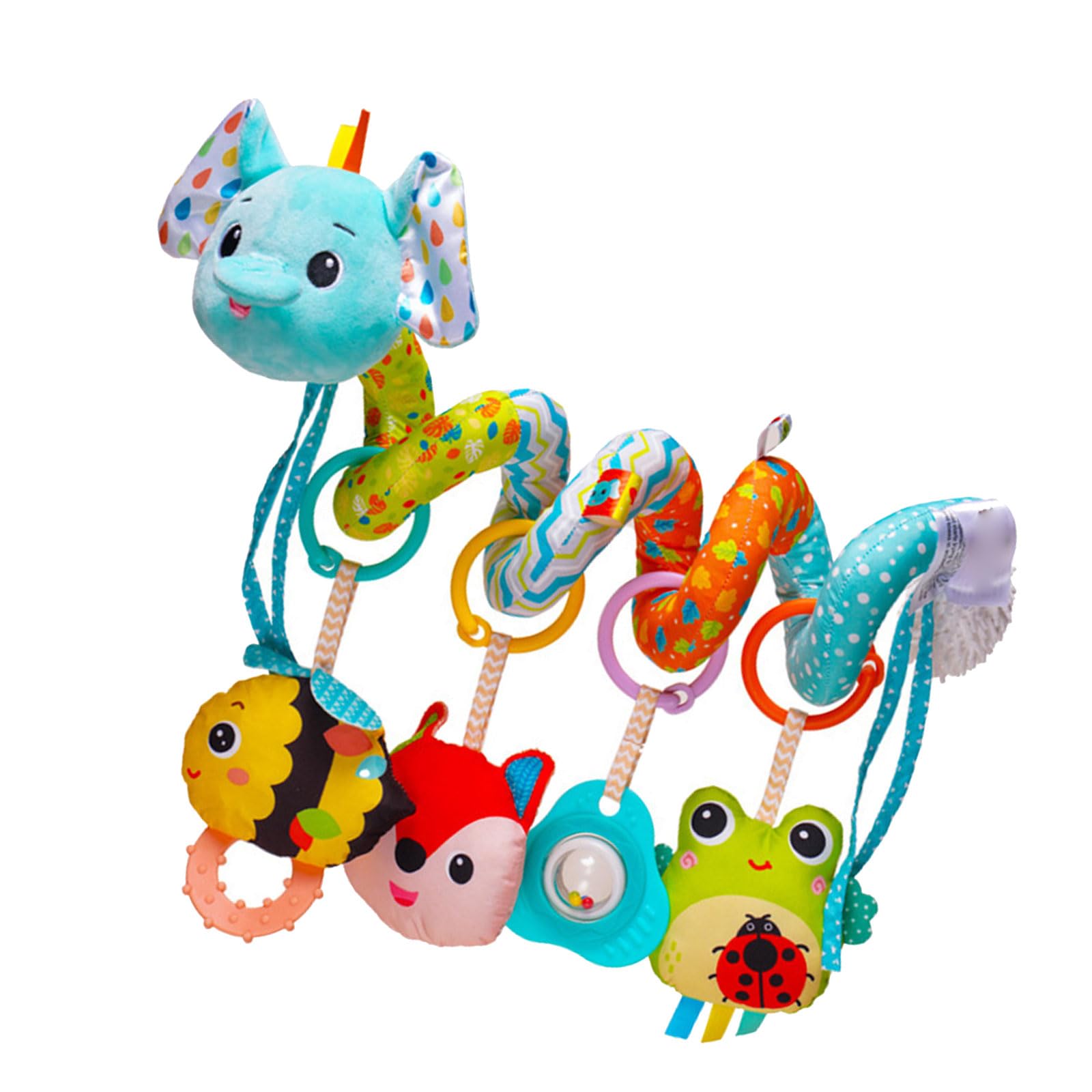 LLUJIAXI Soft Plush Animal Stroller Crib Hanging Rattle Toy For Infant Stroller And Crib with Teether Spirals Design Teething Toy