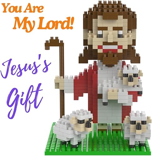 Un juego de construcción de Jesús de regalo de oración, mini figura de buen pastor, historia bíblica con Lego, juguete de Jesús, regalo de fiesta de