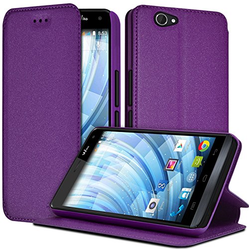 KARYLAX Seluxion - Housse Coque Etui à Rabat latéral Fonction Support Couleur Violet pour Wiko Getaway + Film de Protection …
