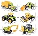 Cltoyvers 6 Pieces Mini Metal Construction Vehicle Toys Set for Kids - Forklift, Bulldozer, Road Roller, Excavator, Dump Truck, Tractor, Diecast Car Toy for 3, 4, 5 Years Old Boys Toddlers (Green)