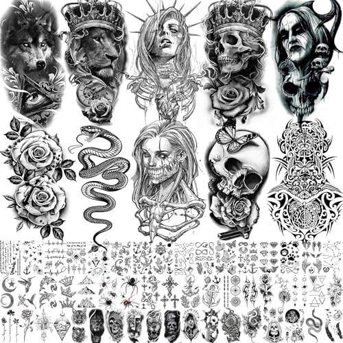 62 Blatt Halloween Temporäre Tattoos Damen Herren...