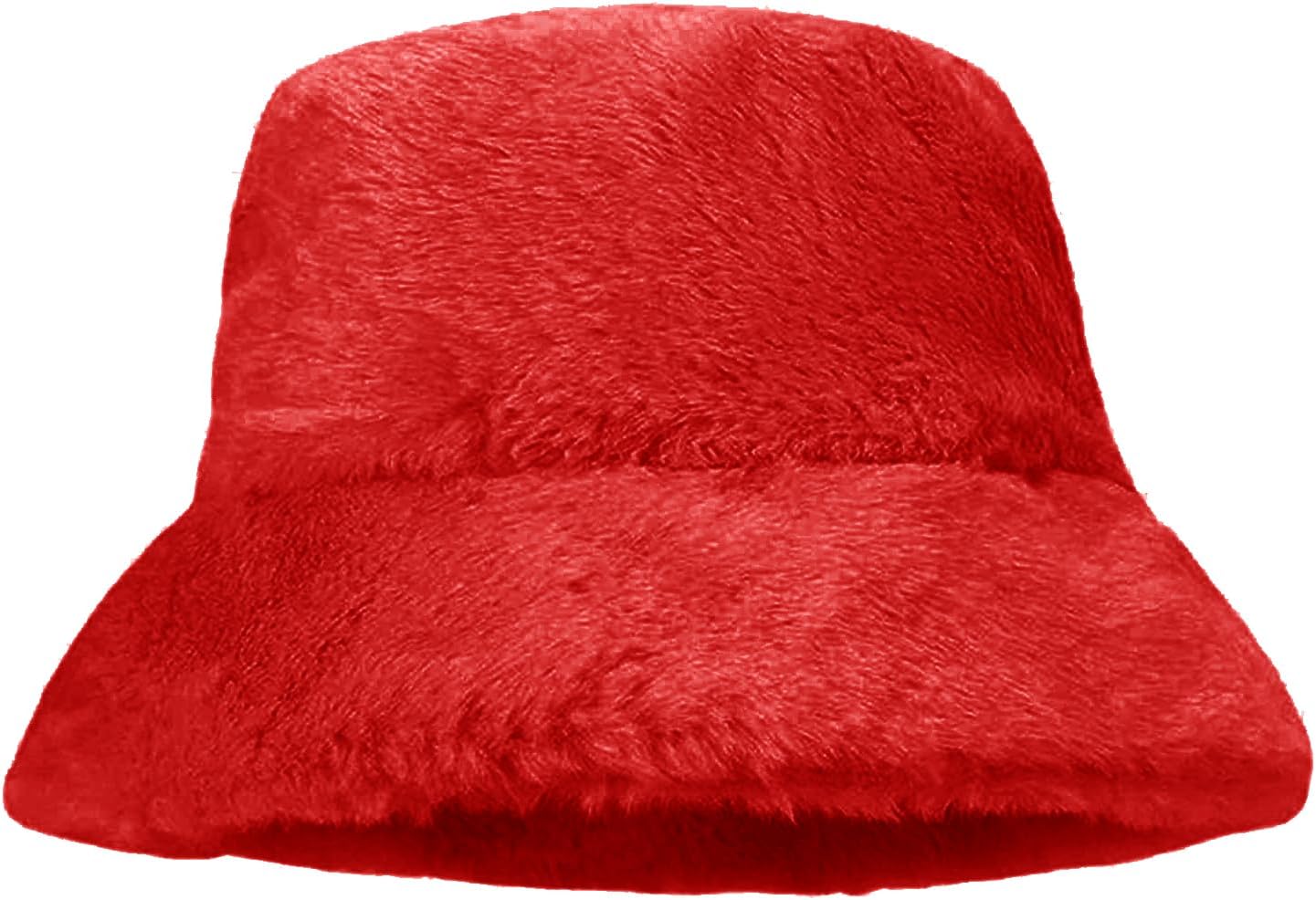 Women Plush Fluffy Bucket Hat Warm Lining Winter Faux Fur Cozy Wide Brim Winter - Image 3