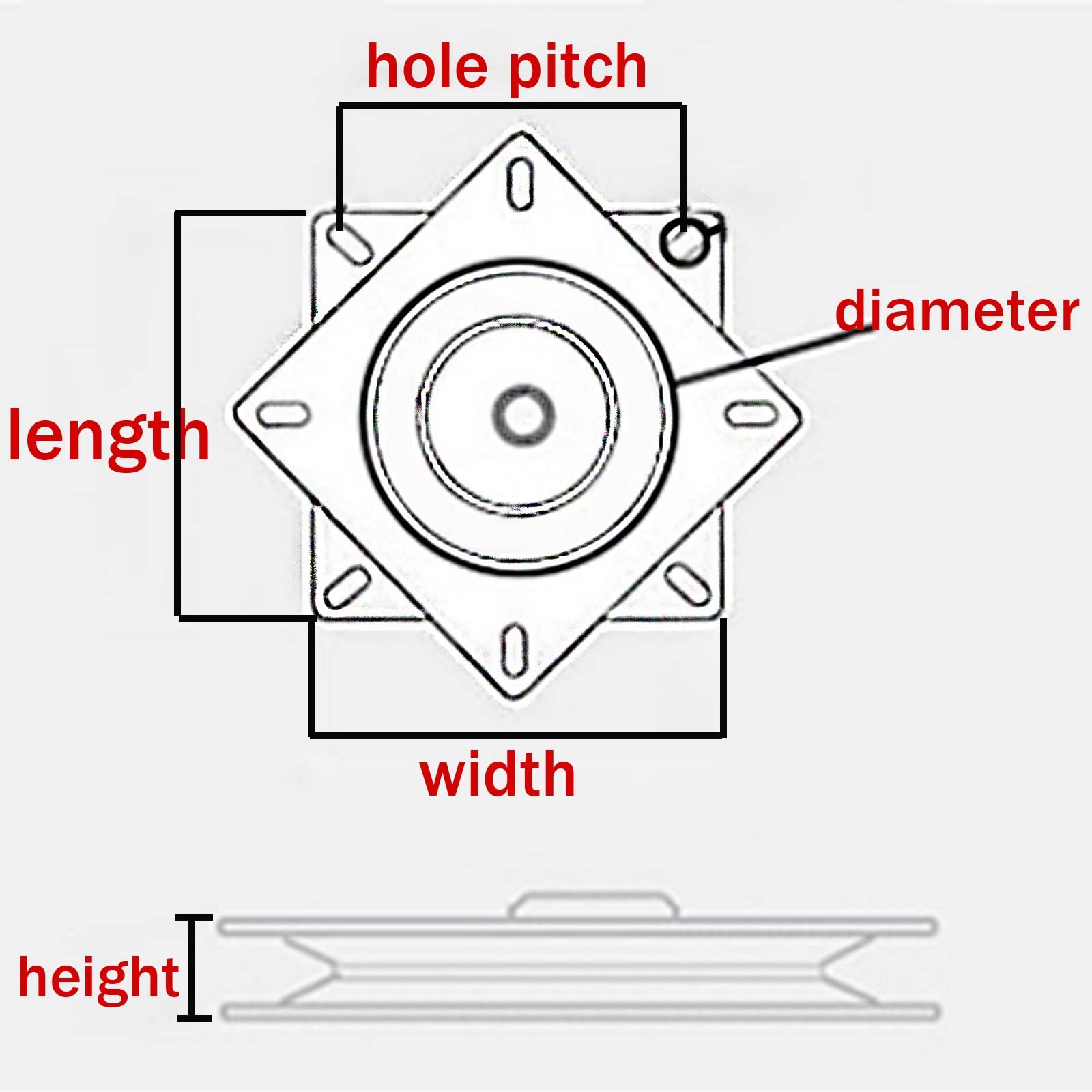 Base girevole con piastra orientabile, Acciaio Cuscinetto for giradischi, nero, dimensioni multiple, rotazione a 360 gradi for sedie(12inches)