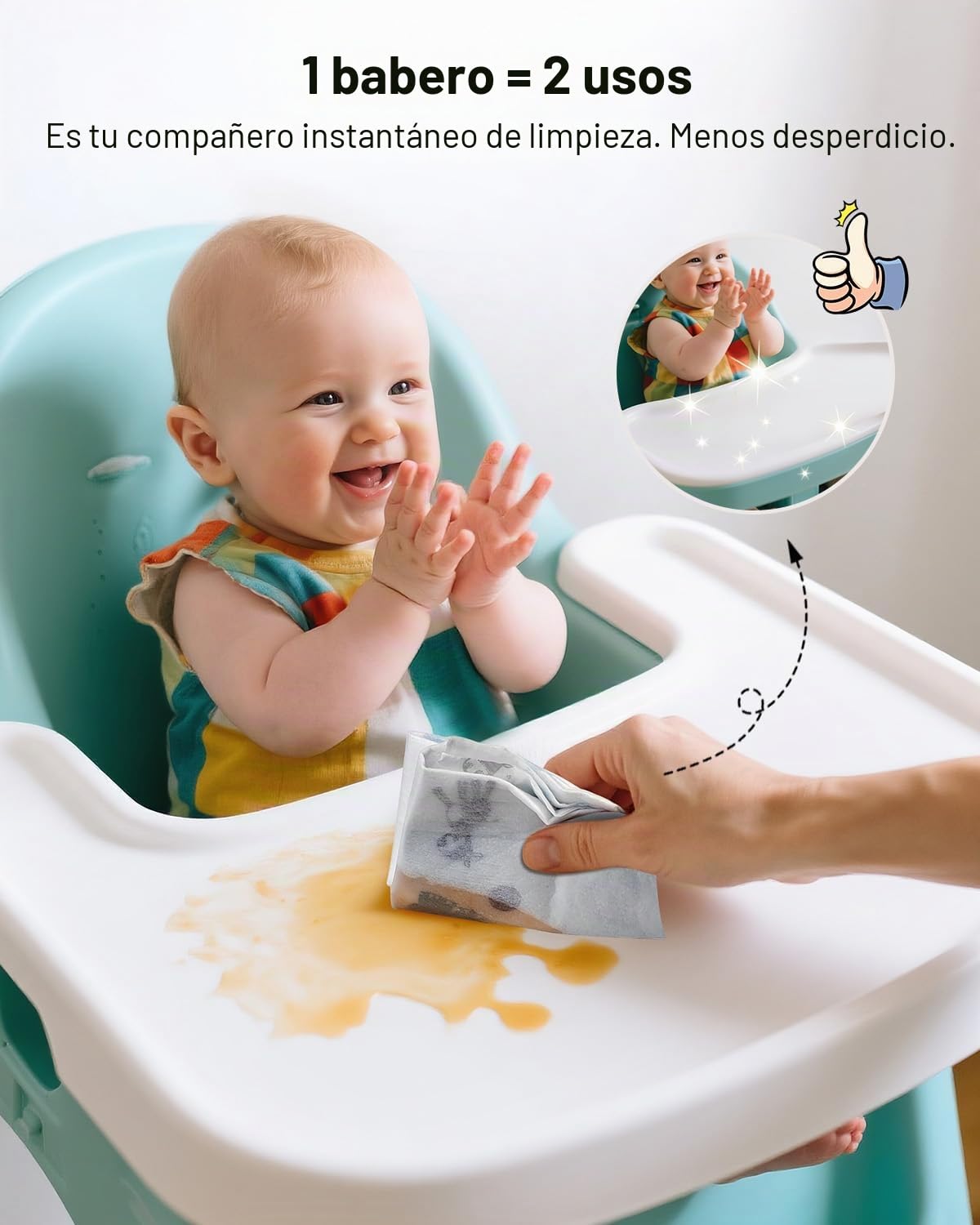 Baberos Desechables 30 Unidades con Bolsillo Recoge Comida – Babero de un Solo Uso Impermeable y Transpirable, Ultra Ligero, Ajustable, Ideal para Bebés y Niños en Casa, Viajes y Guardería