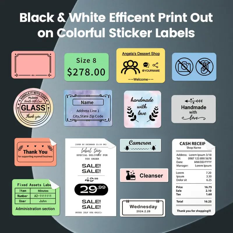 Image of Label Maker with Tape, Label Printer for Business, Sticker Printer- Compatible with 12-57mm Width Labels, Wireless Connectivity, High-Speed Printing, 1200mAh Battery, for Office & Home (Black)