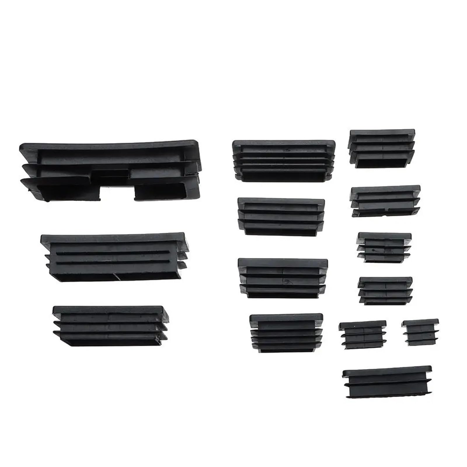 Tapón tubo rectangular de 10x20mm para evitar polvo en muebles, 16 cubiertas negras de plástico