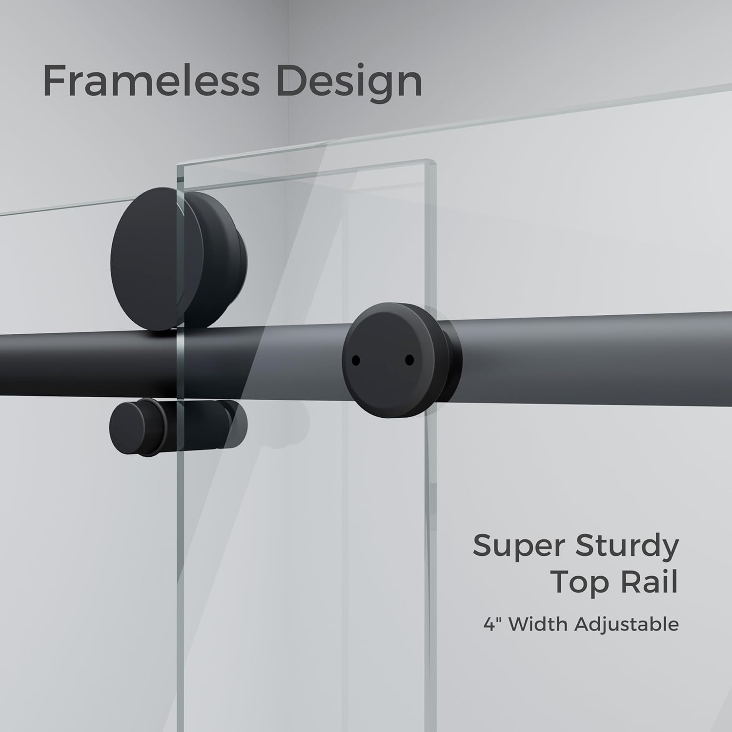 DELAVIN Frameless Shower Door, 56-60" W x 75" H Glass Shower Doors, 5/16"(8mm) Thick SGCC Certified Clear Tempered Glass with Explosion-Proof Film, Easy to Clean, Stainless Steel Guide Rail, Black