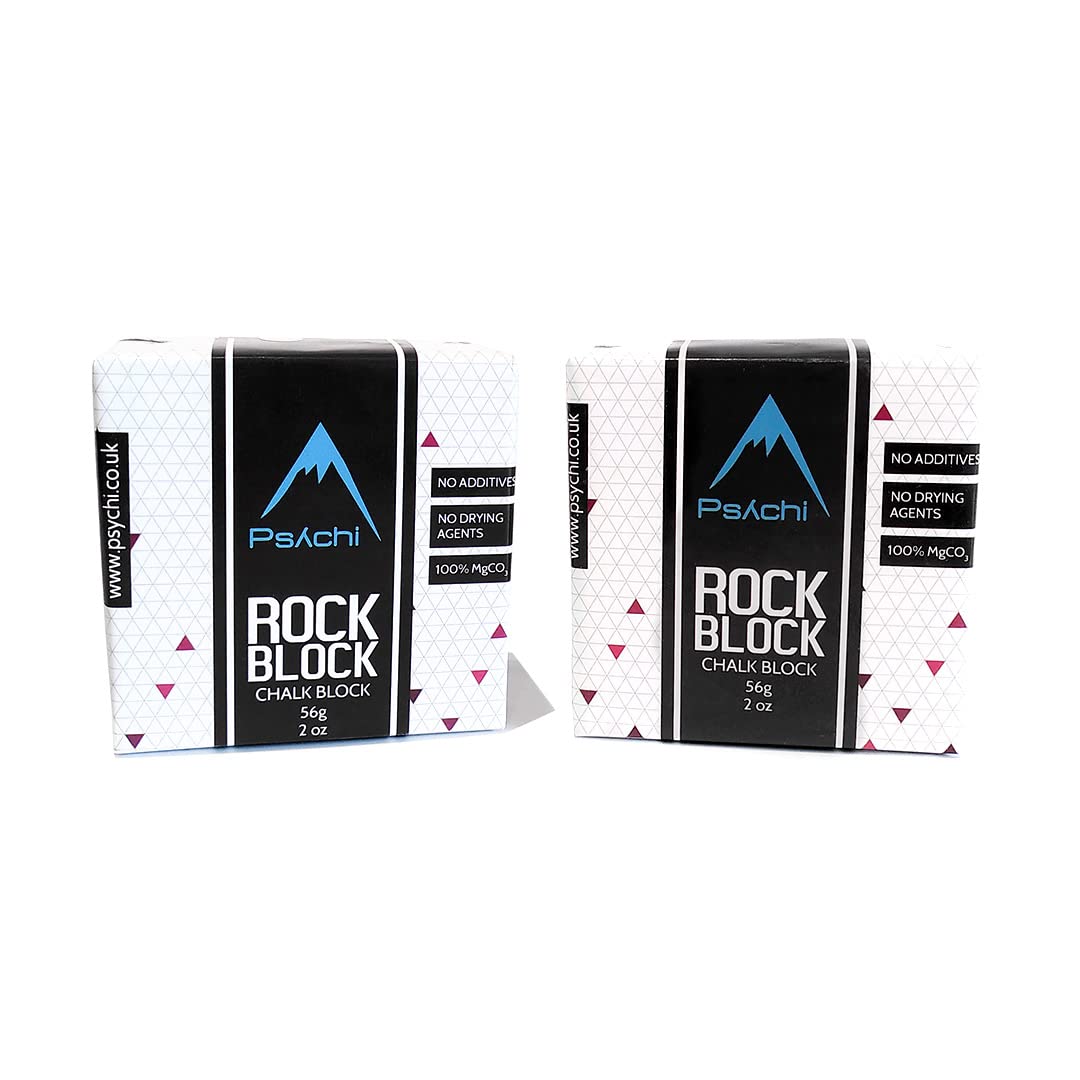 Psychi Rock Climbing & Gym Chalk Block | Extreme Long Lasting Grip Designed for Climbing, Gymnastics, & Weighlifting | Unrivalled Sweat Absorbent Sports Chalk | Fits Gym bags & Climbing Chalk Bags