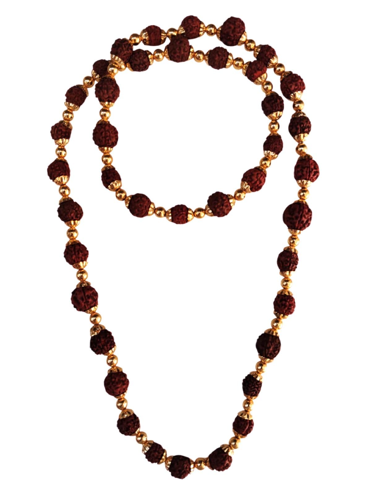 BookMyCostume Natural Brown Rudraksh Golden Plated Rudraksha Jewellery Set with Golden Beads – Rudraksha Mala for Ramleela, Festivals & Spiritual Events | Ideal for Kids & Adults - Image 6 thumbnail