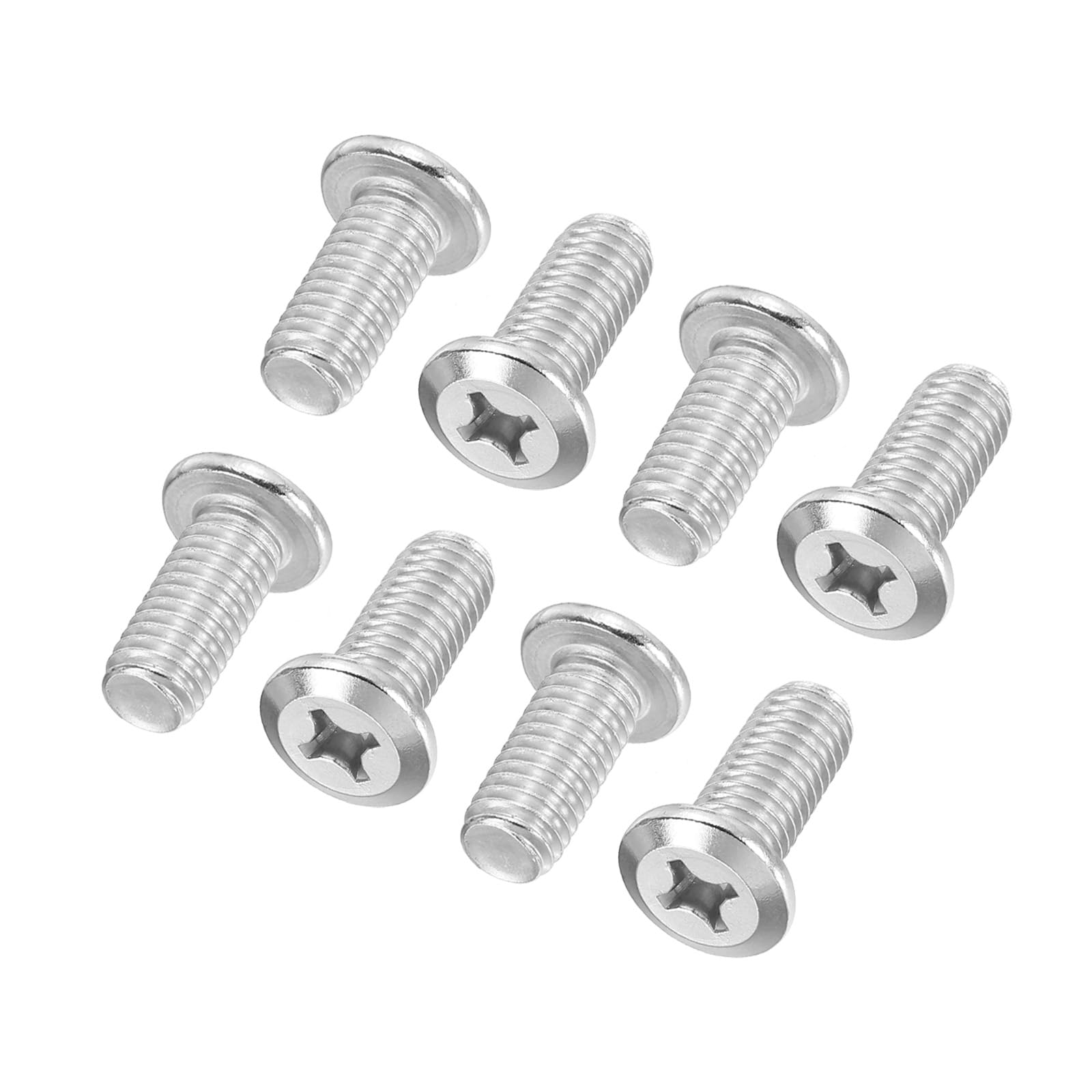 PATIKIL Flat Round Head Phillips Screws, 8 Pack M8-1.25 x 18mm Binding Screws 304 Stainless Steel 18-8 Full Thread, Phillips Drive Machine Screw