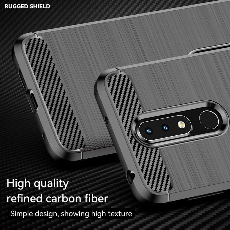 Image of Hybrid Carbon Fiber Back Case for Nokia 6.1 Plus / X6 (Black)
