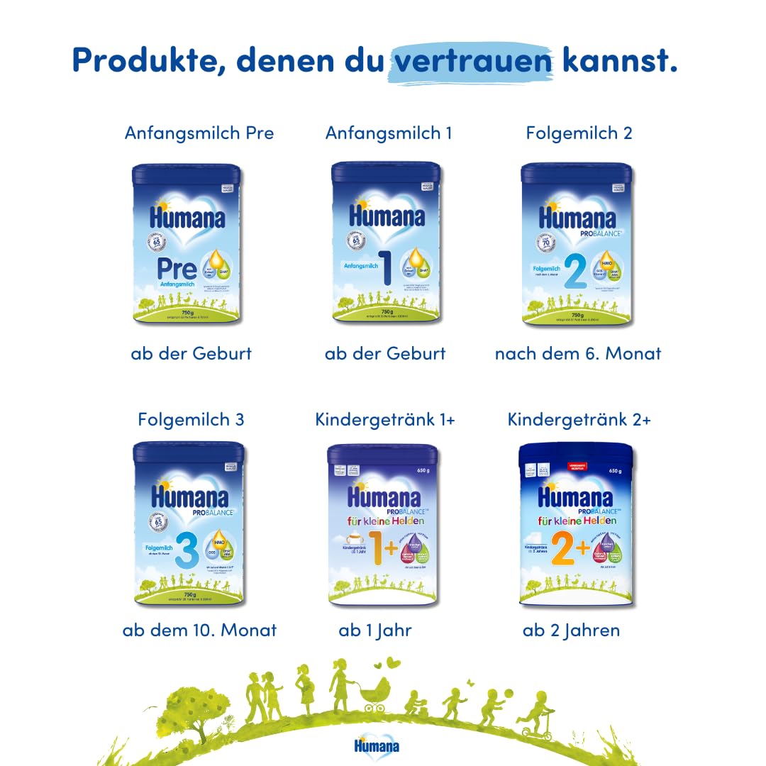 Humana PROBALANCE Folgemilch 2, nach dem 6. Monat, Babynahrung im Anschluss an das Stillen oder einer Anfangsnahrung, ideal zum Zufüttern oder als alleinige Milchnahrung, 4 x 750 g