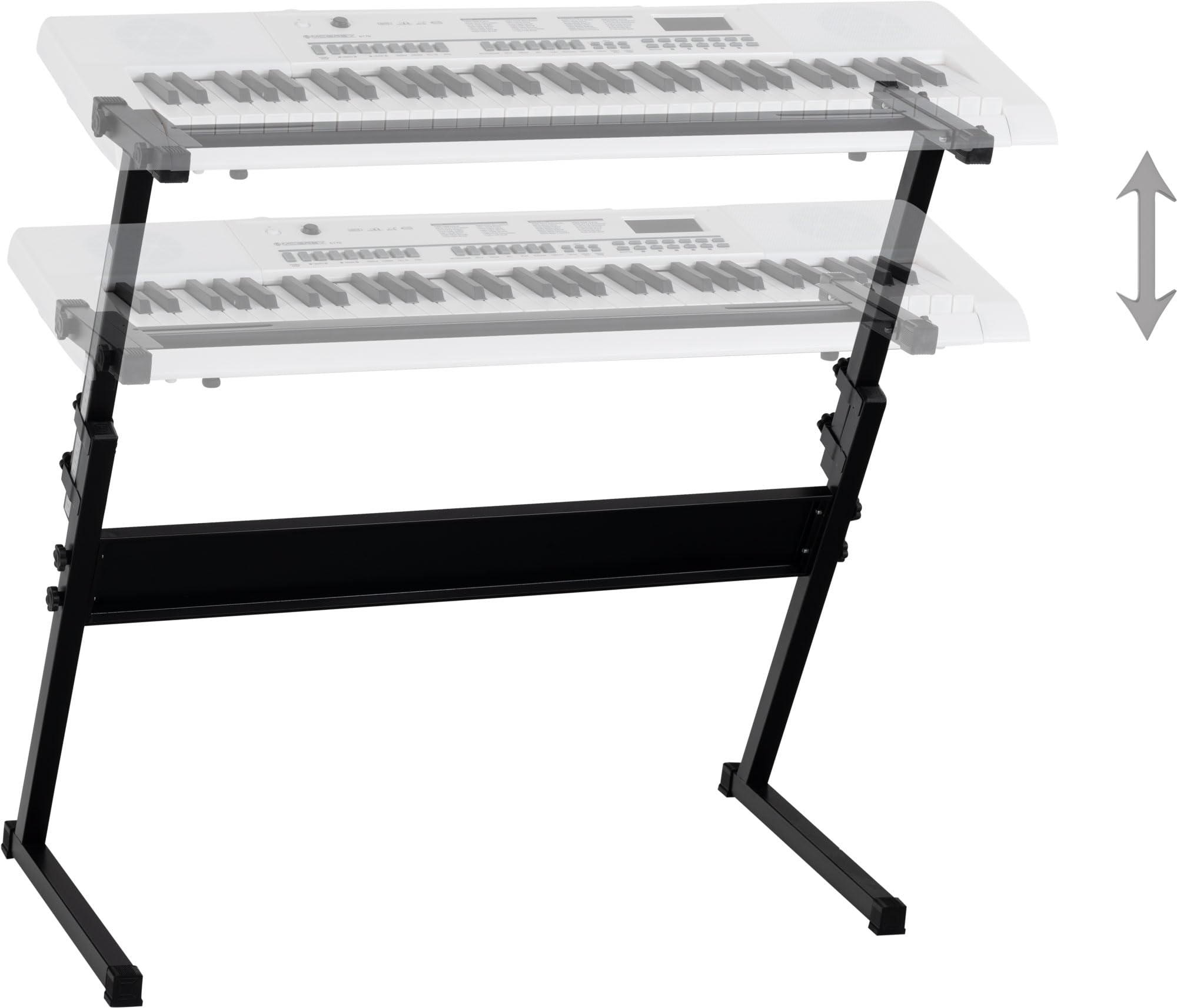 McGrey Soporte para Teclado Z - Tornillos de Giro Ergonómicos - Posicionamiento Preciso Gracias a la Escala Integrada - Altura Ajustable de 55 a 83 cm - Pies Goma para Evitar Rayones en el Suelo