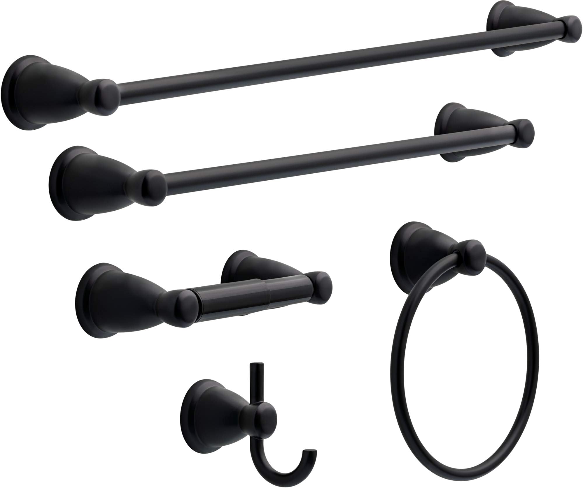 Franklin Brass Kinla 5-Piece -bath Accessory Set, Matte Black, bathroom Accessories, KIN5PC-MB