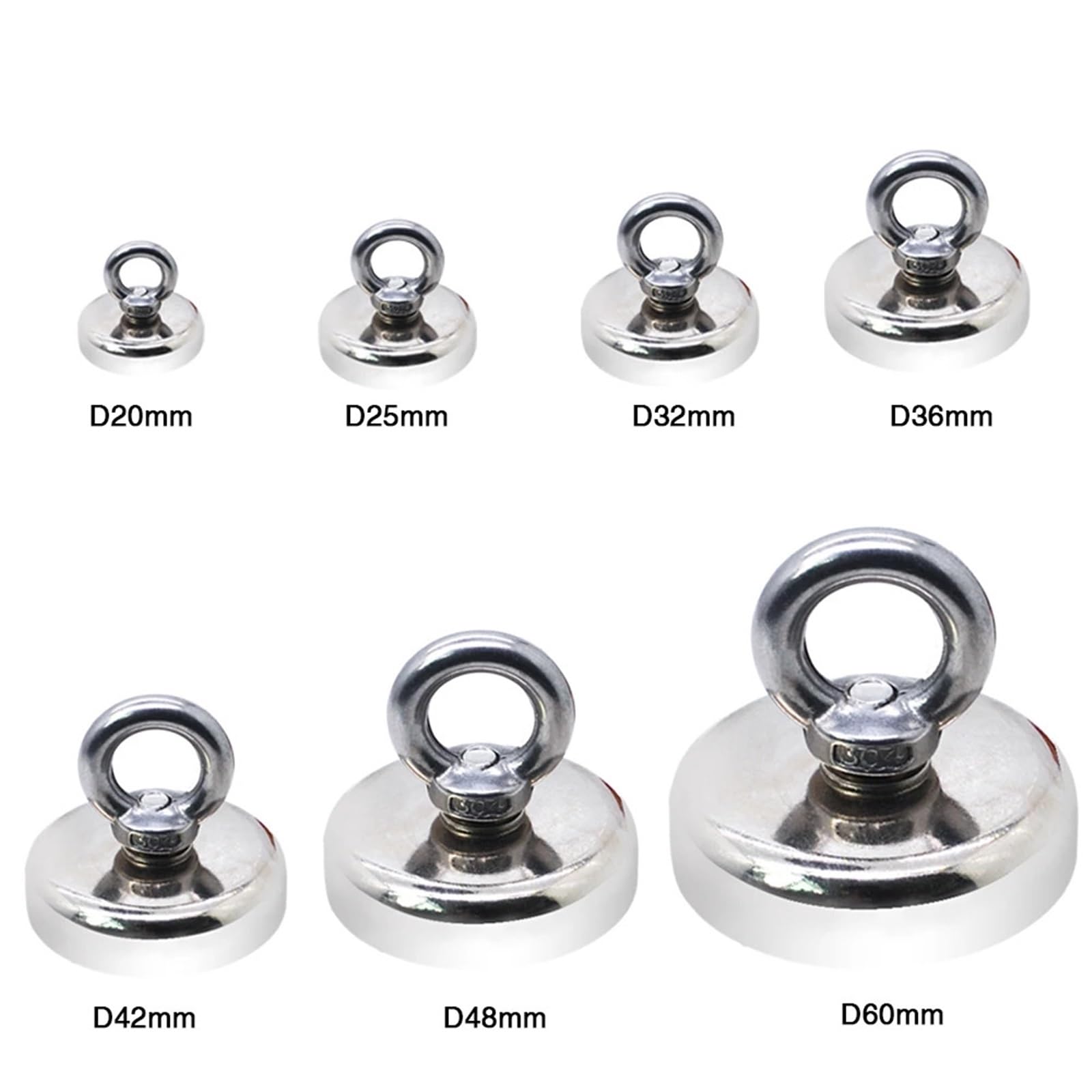 Aimant De Pêche Aimants de pêche en néodyme, 3 pièces, Aimant Robuste à Base de Terres rares, avec Boulon à œil à Trou fraisé for la pêche magnétique de récupération Aimant Neodyme(D20)