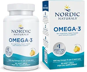 Nordic Naturals Omega-3, Lemon Flavor - 60 Soft Gels - 690 mg Omega-3 - Fish Oil - EPA & DHA - Immune Support, Brain & Heart Health, Optimal Wellness - Non-GMO - 30 Servings