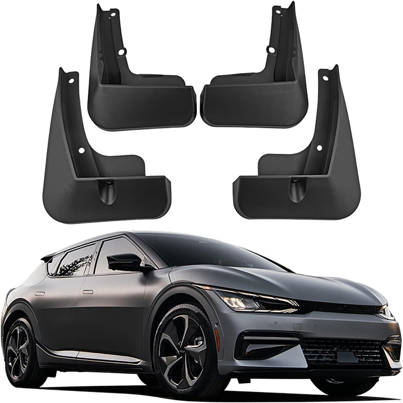 PLKASHUC Front and Rear Mud Flaps Splash Guard for KIA EV6 2023, No Drilling Auto Mudguards.