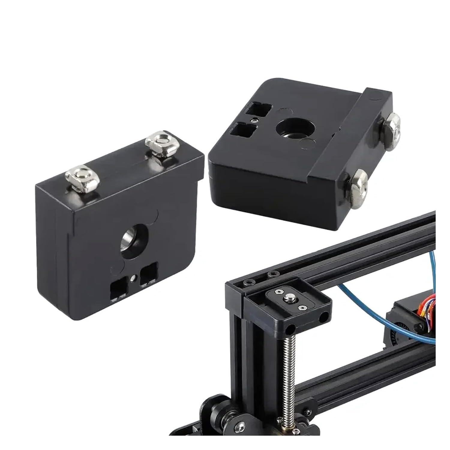 Close-up of Z-axis motor mounts and lead screw nut