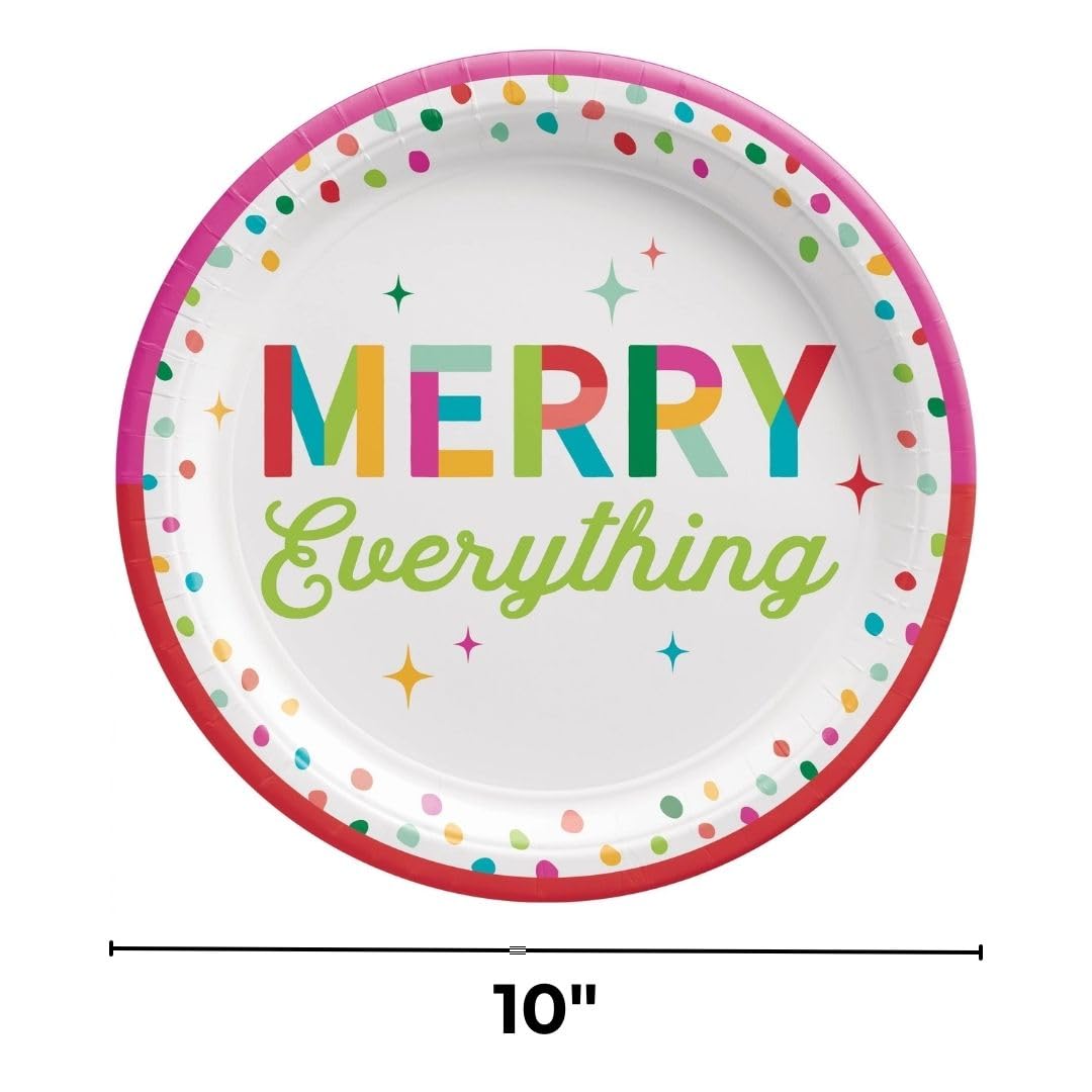amscan Piatti rotondi multicolore Merry Everything (25,4 cm), confezione da 20, resistenti ed eleganti, per feste ed eventi
