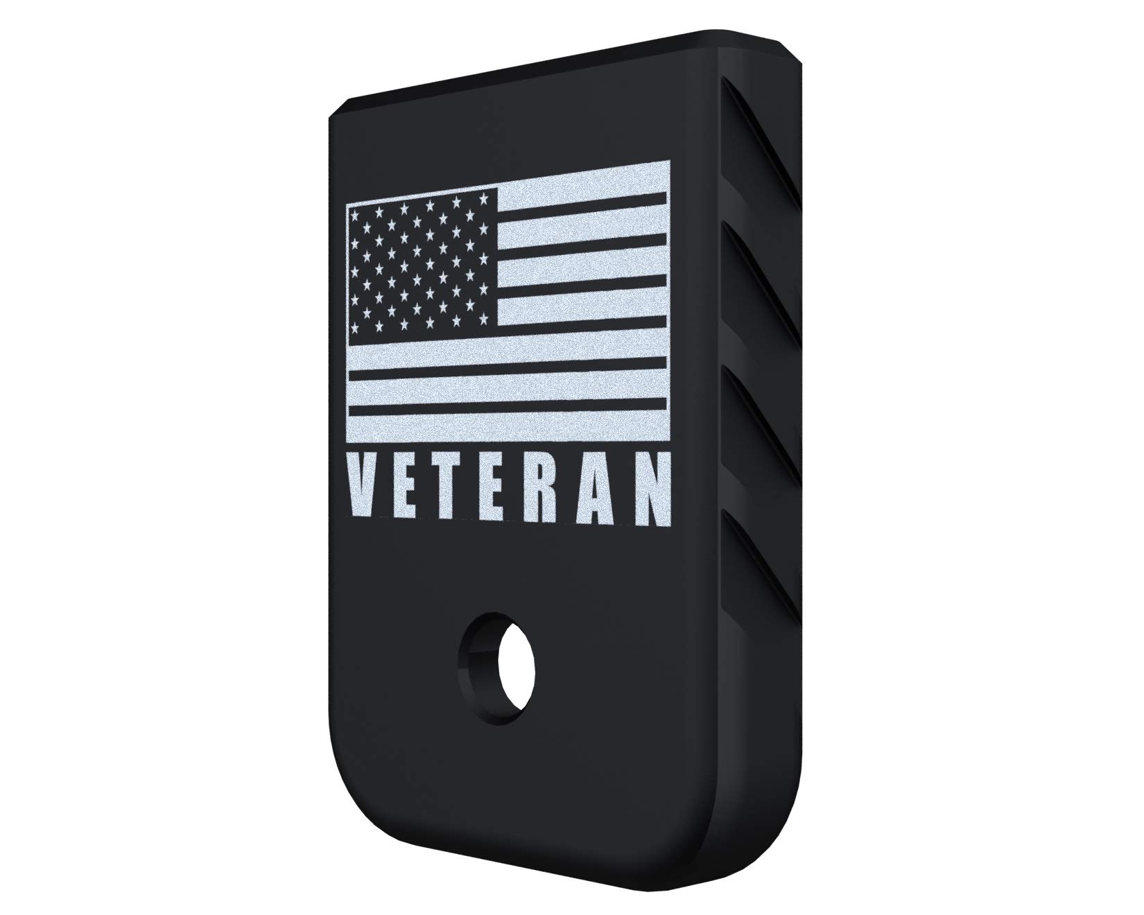 Rowe Tactical Magazine Base Plate for Glock Gen 1-5 - Black (Angle Serrations) American Flag - Veteran Graphic - Fits 9mm .40 Cal .357 Sig 45 Gap