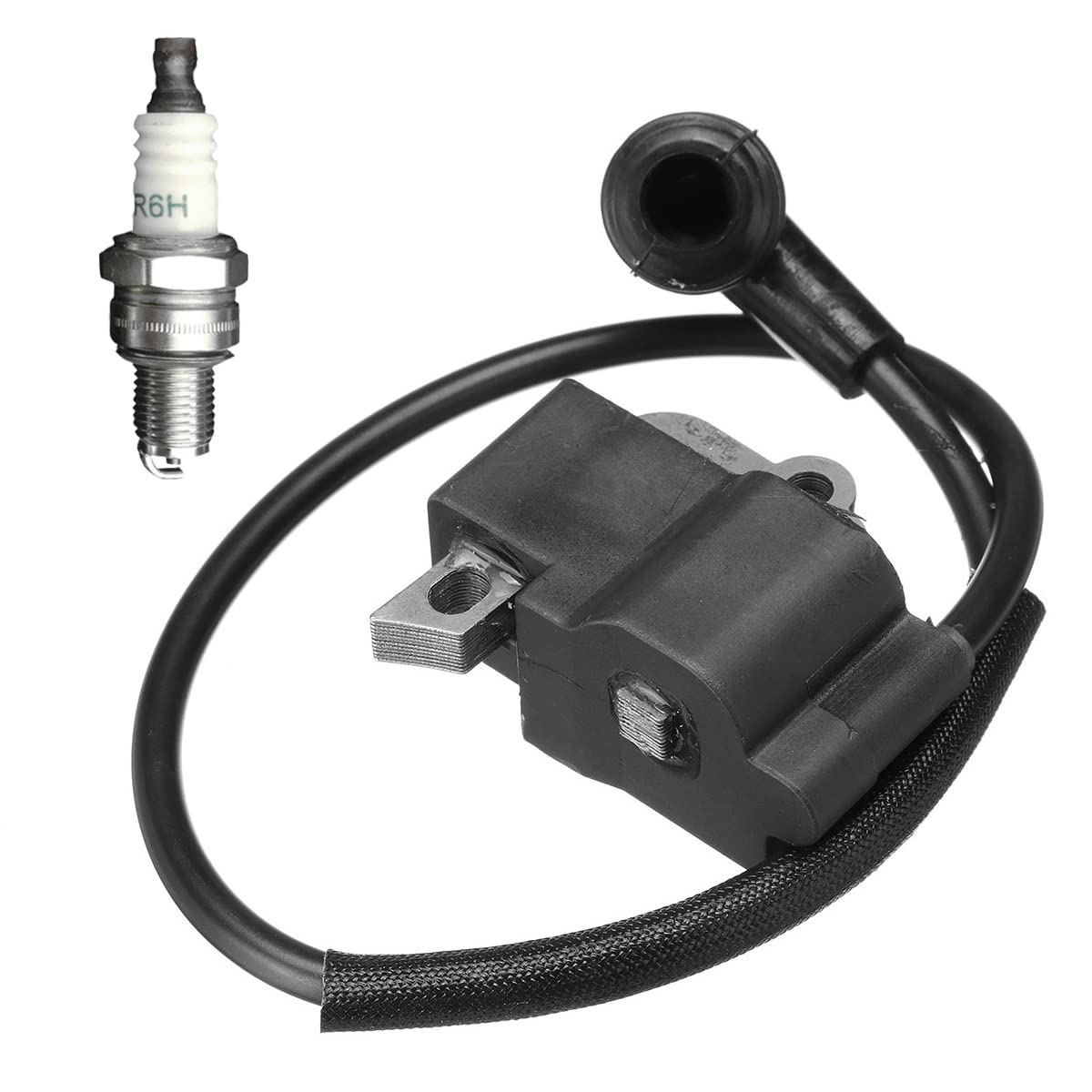 Realman 00004007011 11454001303 11454004711 Ignition Coil Module（Chips Made In USA ) With CMR6H Spark Plug For Stihl Petrol Gas Powered Chainsaw MS201 MS201T MS201C MS201 2-Mix MS201TC