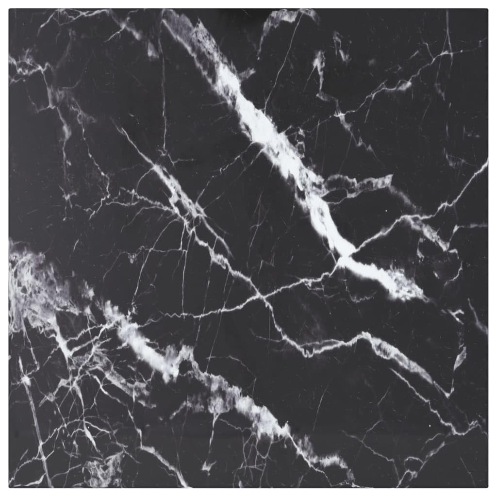 Piano da tavolo nero, 60 x 60 cm, vetro temperato da 6 mm, effetto marmo, piano di lavoro, accessorio per mobili, soggiorno e sala da pranzo, tavolino stabile, per ufficio e esterni