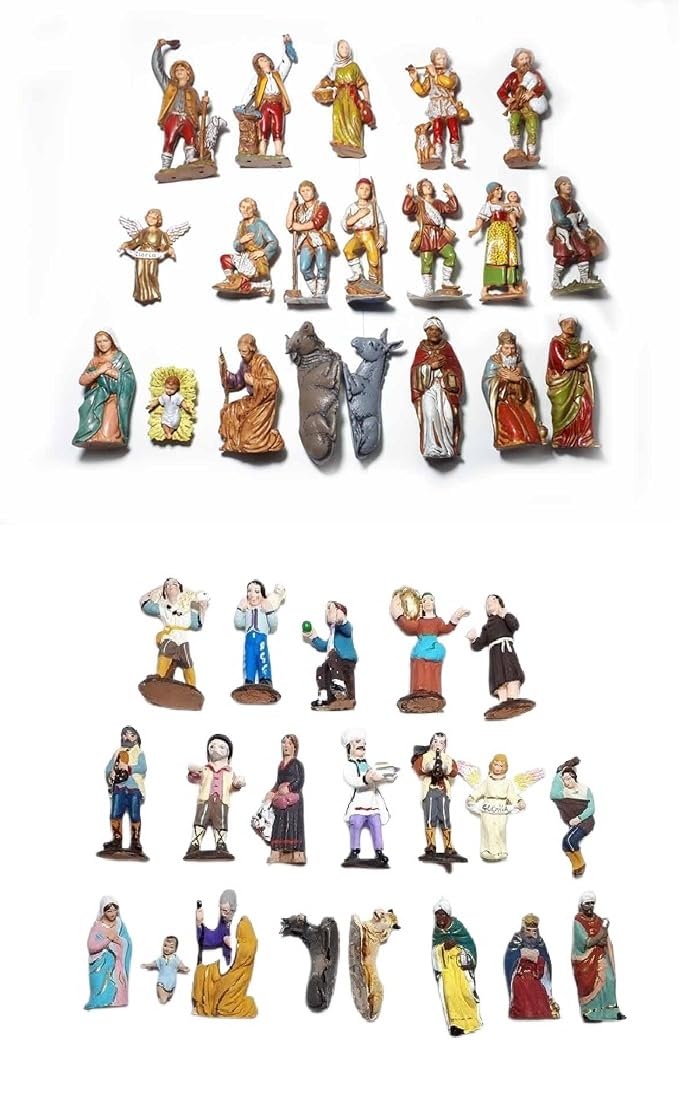 Weihnachtskrippe komplett Art. 2 60 x 45 cm Höhe 60 cm Holz und Kork mit oder ohne Hirten ohne 20 Hirten 7-8 cm Terracotta oder 8 cm Kunststoff San Grigorio Armeno Tempel