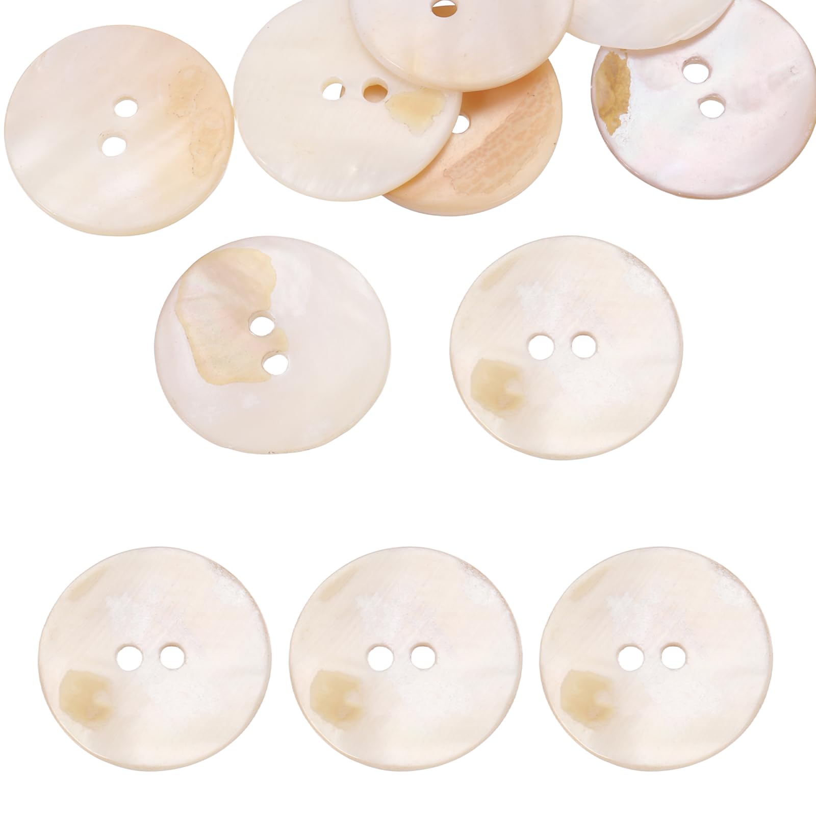 sourcing map 10Pcs Round Natural Shell Buttons,23mm 2 Holes Mother of Pearl Craft Seashell Sewing Buttons for Clothes Shirts Dresses Sewing DIY Craft Making, White