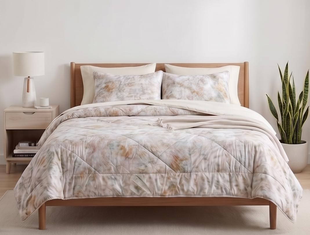 Double Bed Quilt, Microfiber, 150GSM Micro Siliconised Fibre, 225x240 cm, Reversible Floral Print, All-Season AC Comforter (Design 5)-image-13