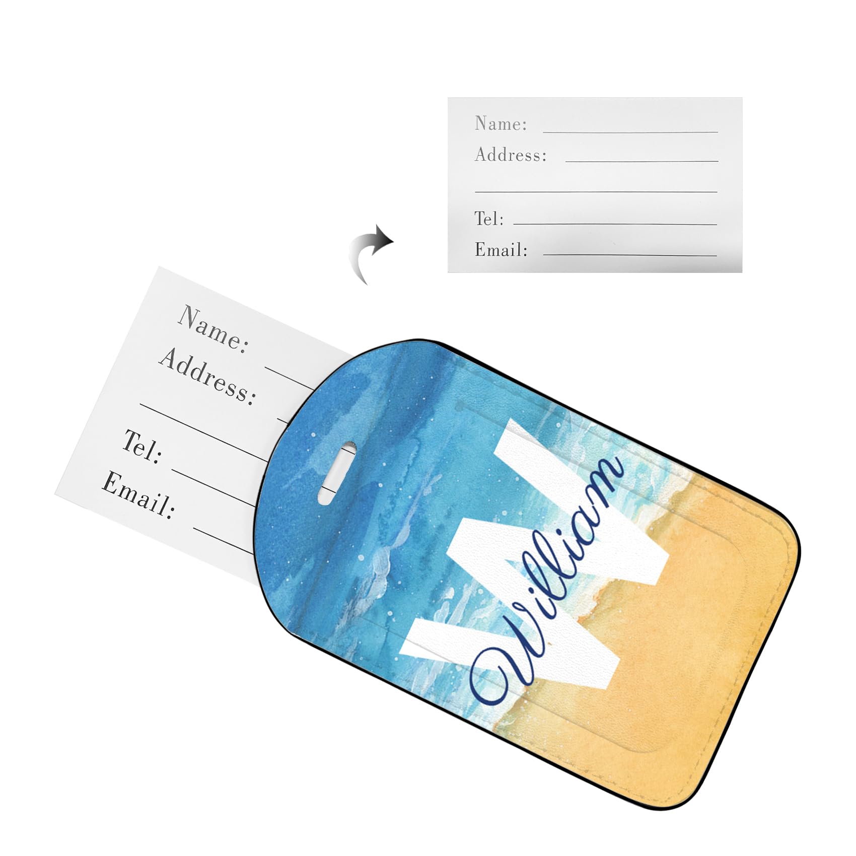 Etiqueta de equipaje personalizada con temática de playa para maletas, etiqueta de equipaje personalizada, protección de privacidad, etiquetas de viaje, etiquetas de identificación para mujeres y