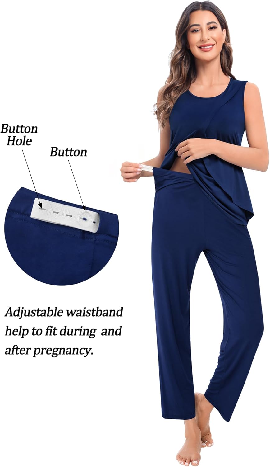 SWOMOG Maternity Nursing Robe Set 3 PCS Postpartum Breastfeeding Pajamas Hospital Pregnancy Pjs Double Layer Lounge Set