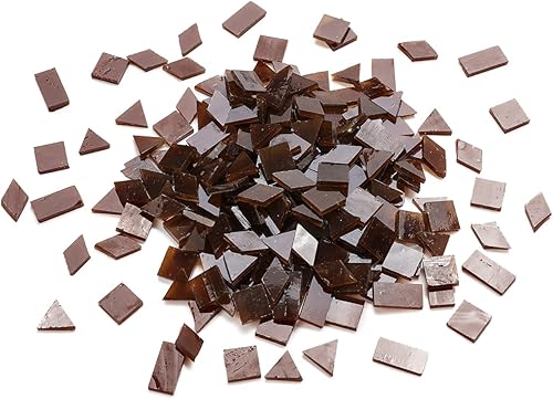 Vista 109 de Lanyani Azulejos de mosaico de vidrio para manualidades artísticas, 4 formas mixtas de vidrieras Tiffany, 200 piezas, Café