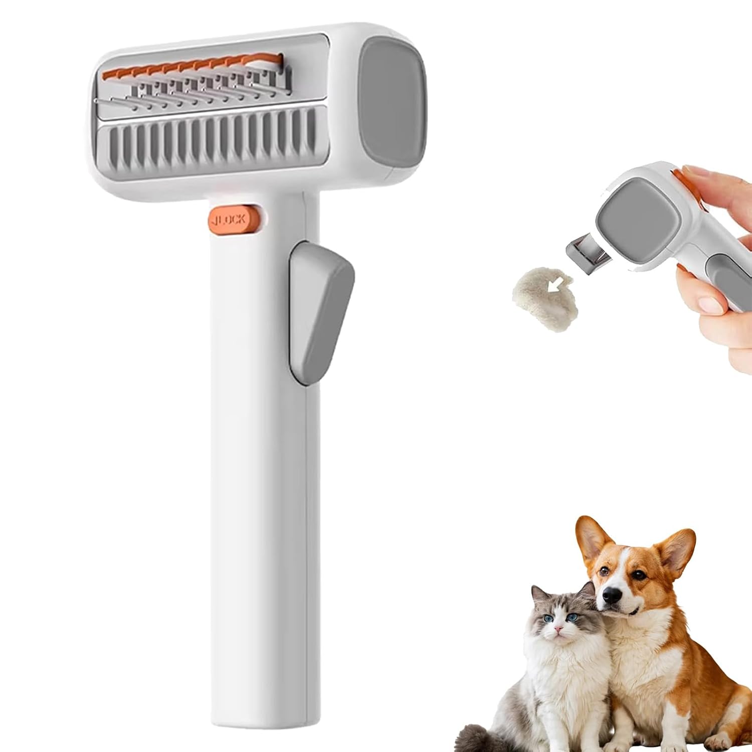 2026 2-in-1 Pet Self-Detangling & Grooming Comb, 16cm Dual-mode Dog Grooming Comb, Self Cleaning Pet Undercoat Comb with Release Button, Stainless Steel Metal Teeth Tool for Dogs and Cats (3PCS)