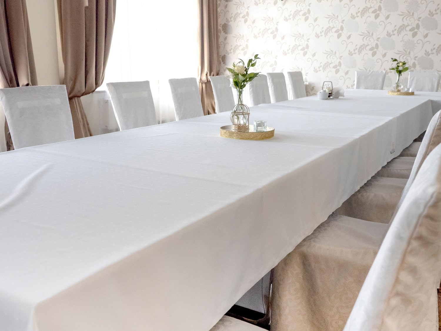 Tovaglia 180 x 590 cm in cotone bianco lucido