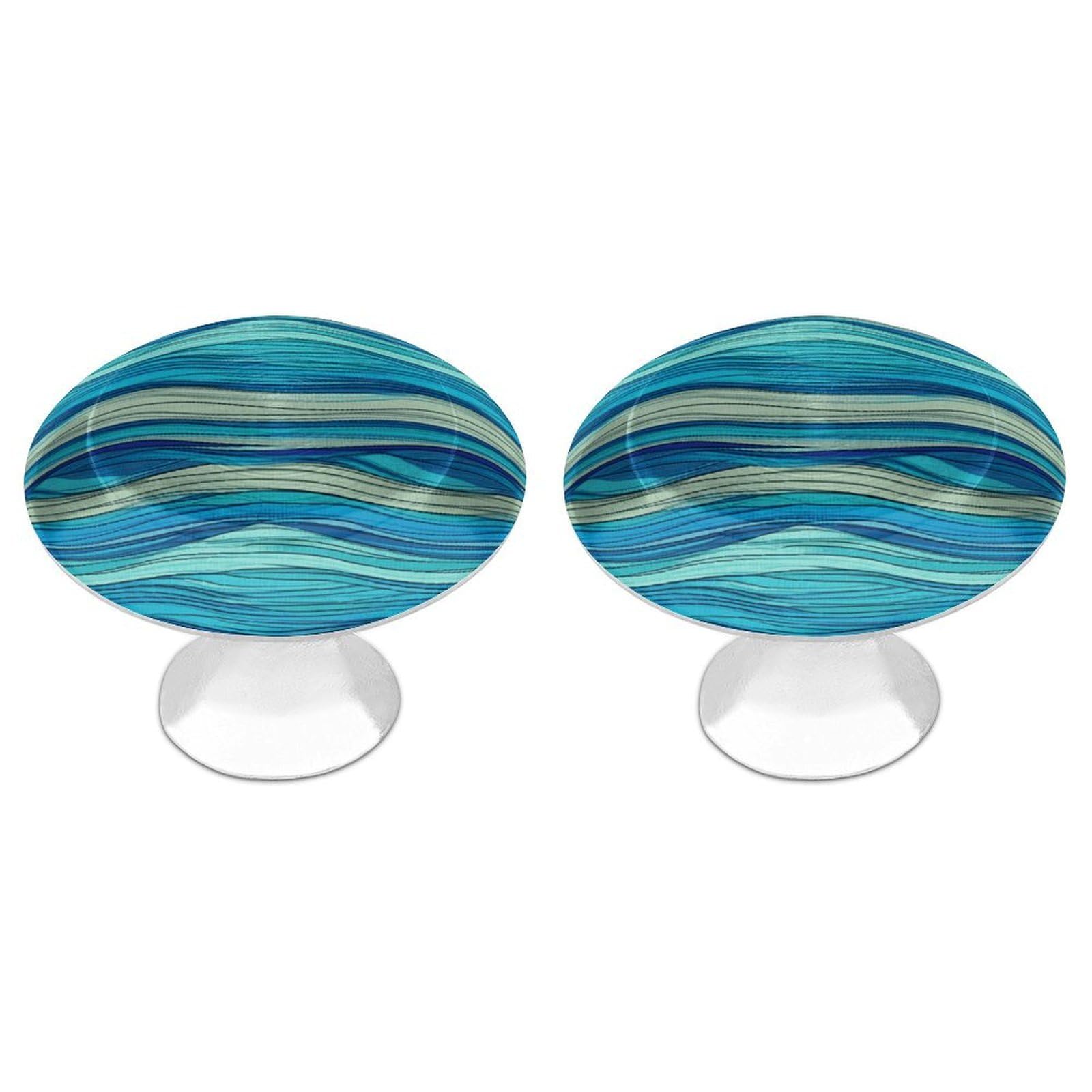 FekiLoot Ocean Stripe Pattern Cabinet Knob Kitchen Drawer Knob Stainless Steel Round Drawer Pulls Modern Cabinet Hardware Vintage Dresser Drawer for Kitchen Bathroom Closet Dresser Cabinets