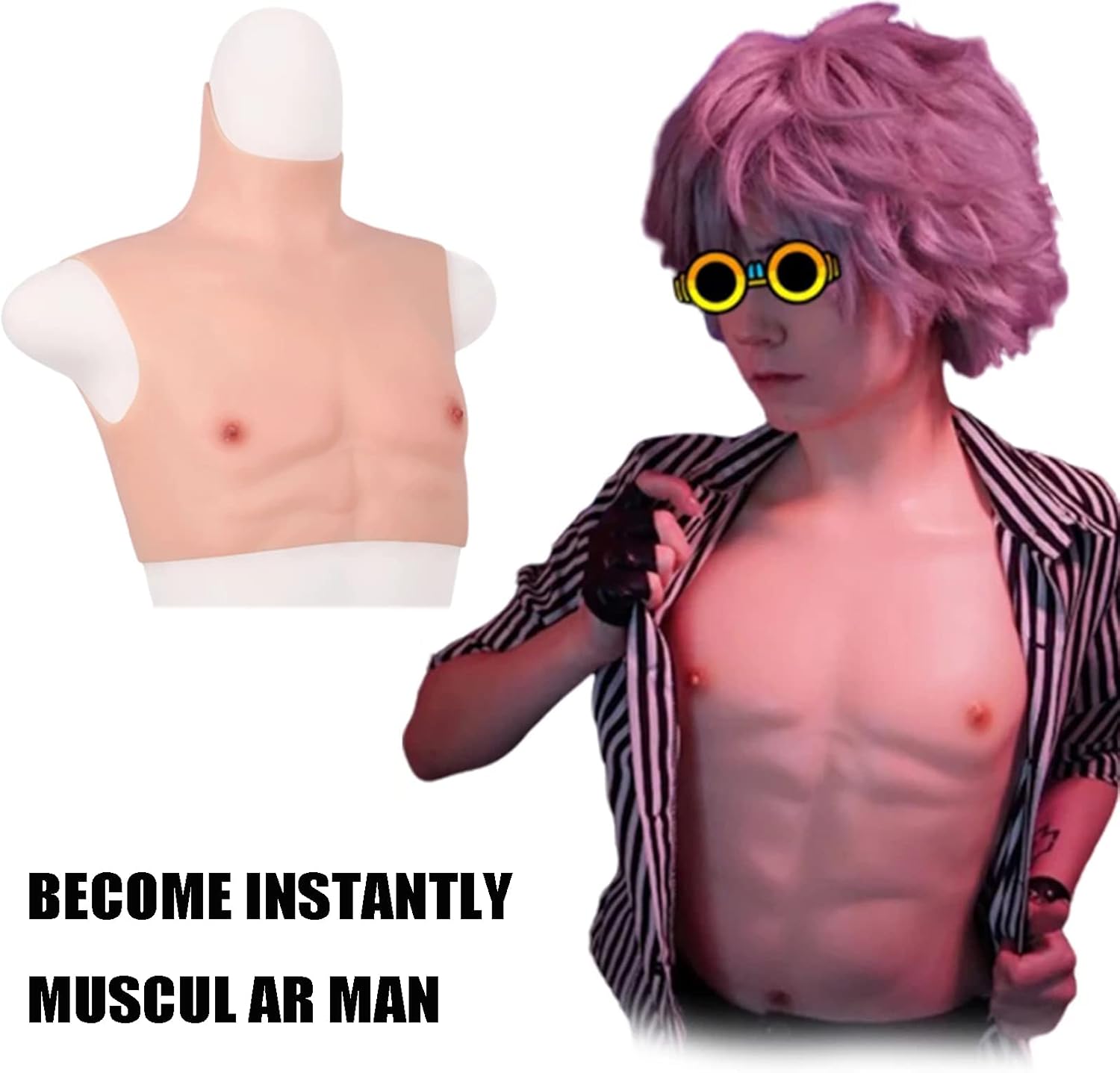 Realistic Fake Muscle Belly Soft Silicone Short Macho Costume for Cosplay Halloween Props