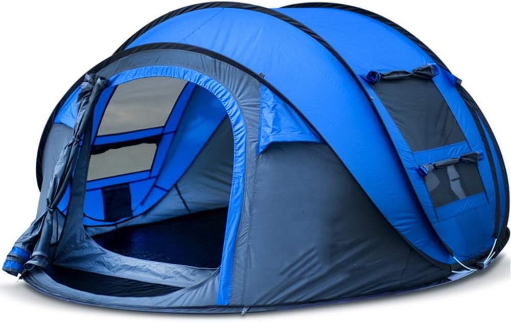 MWJK® Pop-Up Beach Tent, Detachable Door 3-4 People, Sun Protection Tent Uv Protection Beach, Garden, Camping, Hand-Picked Automatic Family Tent, Eco-Friendly Fabric, Multi-Window Transparent