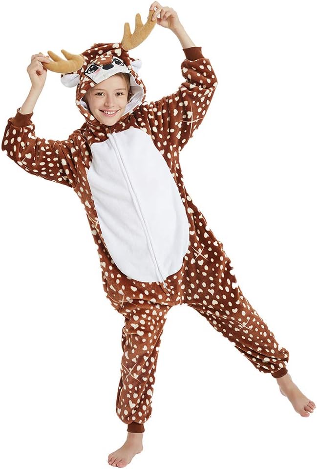 Kids Deer Onesie Girls Reindeer Costume Funny Animal Pajama Halloween Christmas Party - Image 6