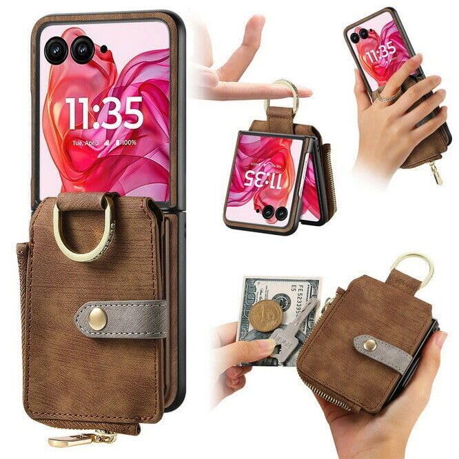 Étui Moto Razr 50 portefeuille antichoc avec anneau et zip