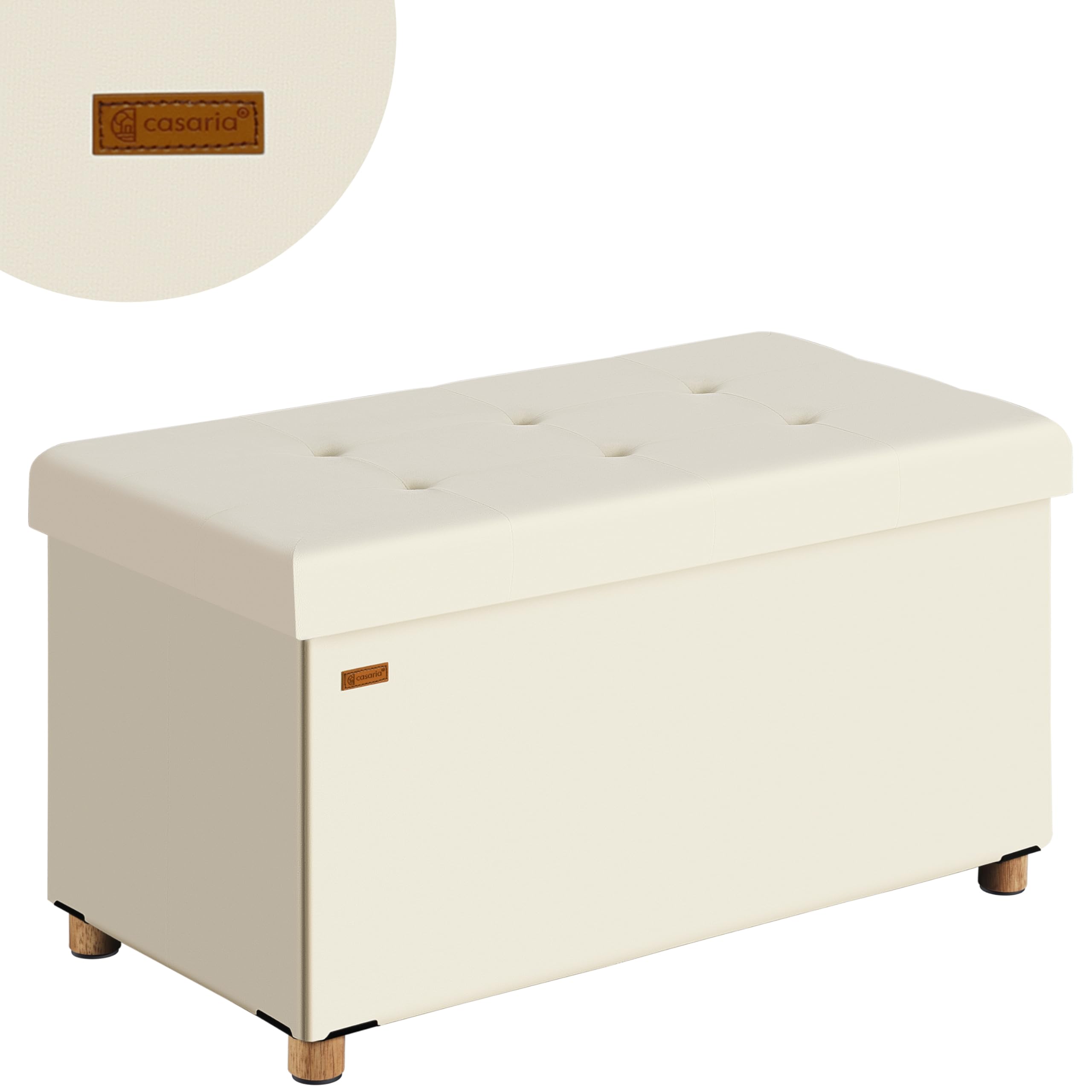 Casaria® Panca Contenitore in Velluto con Piedini Cassapanca 76 cm Carico Max 300kg Pouf Baule Portaoggetti Soggiorno Camera da Letto Corridoio