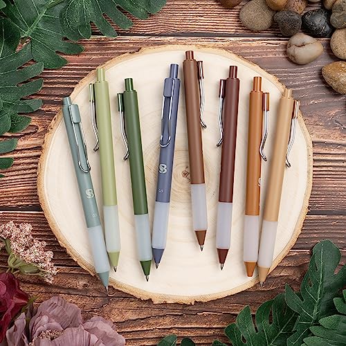 BLIEVE - Earthy Colored Gel Pens With Cool Matte Finish, Aesthetic and Cute Pens With Smooth Writing For Journaling And Bible Note Taking No Bleed Through, Drawing Pen, Cute School Supplies 8 Pack